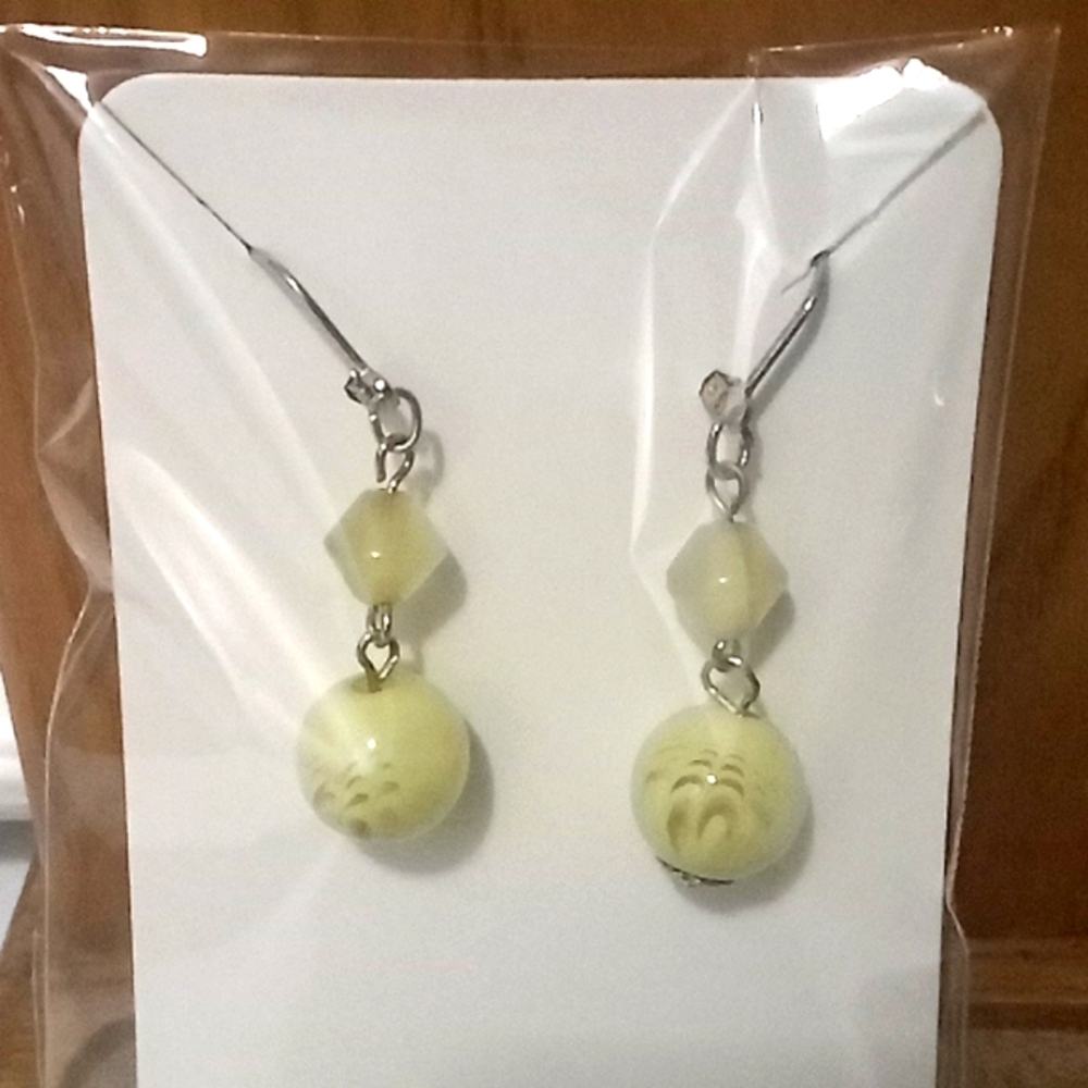 Handmade Yellow Earrings w/ Lever Back